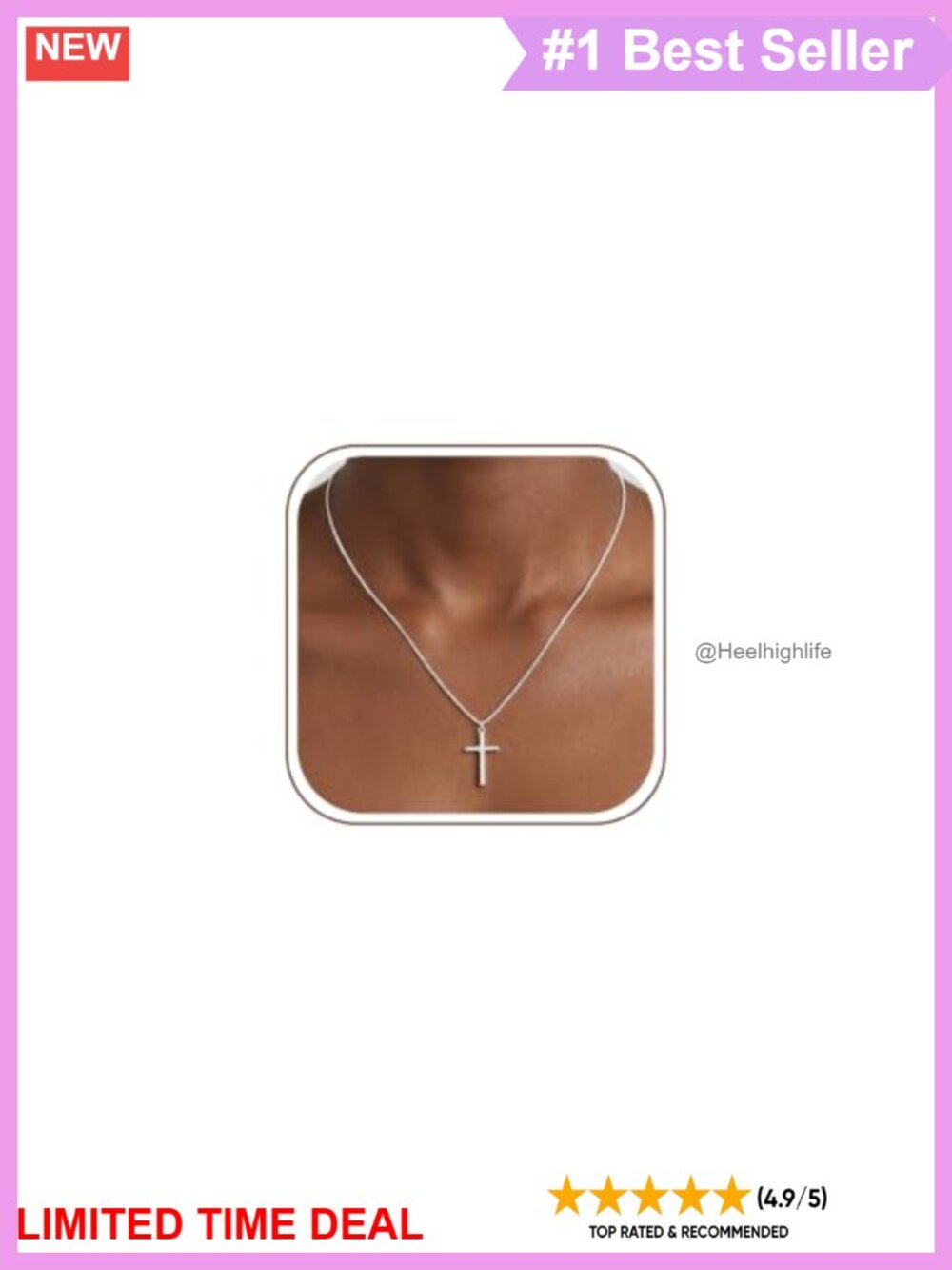 925 Sterling Silver Cross Necklace 1MM Box Chain Pendant Classic Gift